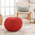 20" x 14" Hermosa Scarlet Red Hand Crafted Cotton Round Pouf Ottoman - IMAGE 2