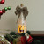 10" LED Flameless Pillar Candle in a Clear Glass Bottle Lantern with Deer Accents - IMAGE 3