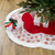 48" Red and White Glitter Snowflake Scallop Christmas Tree Skirt - IMAGE 1