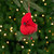 Burlap Cardinal with Pine Needles and Berries Christmas Ornament - 6.5" - Red - IMAGE 3