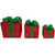 Set of 3 Lighted Red Sisal Christmas Gift Boxes with Green Bows Outdoor Decorations - IMAGE 4