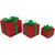 Set of 3 Lighted Red Sisal Christmas Gift Boxes with Green Bows Outdoor Decorations - IMAGE 5