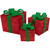 Set of 3 Lighted Red Sisal Christmas Gift Boxes with Green Bows Outdoor Decorations - IMAGE 1