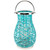 Woven Iron Pillar Candle Lantern with Glass Hurricane - 16.25" - Turquoise Blue