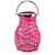 Woven Iron Pillar Candle Lantern with Glass Hurricane - 13.5" - Fuchsia Pink - IMAGE 2
