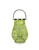 16.25" Modern Green Decorative Woven Iron Pillar Candle Lantern with Glass Hurricane - IMAGE 1