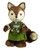 9" Bristly Brown Female Fox Cub in Green Jumper Christmas Table Top Figure - IMAGE 1