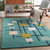4’ Sailing Breeze Away Gold, Cream, and Turquoise Blue Wool Square Area Throw Rug - IMAGE 2