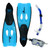 3pc Blue and Black Adult Silicone Swimming Pool Snorkeling Set 22" - Medium - IMAGE 2