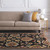 8' Floral Black and Red Hand Tufted Round Wool Area Throw Rug - IMAGE 2