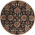 8' Floral Black and Red Hand Tufted Round Wool Area Throw Rug - IMAGE 1