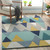 8' x 10' Blue and Green Triangles Hand Tufted Rectangular Area Throw Rug - IMAGE 2