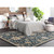 8' Blue and Beige Floral Pattern Hand-Tufted Round Wool Area Throw Rug - IMAGE 2