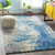 8' x 11' Denim Blue and Cream White Abstract Transcendental Hand Tufted Wool Area Throw Rug - IMAGE 2