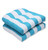 Set of 2 Striped White and Aqua Blue Outdoor Patio Wicker Seat Cushions 19" - IMAGE 1