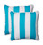 Set of 2 Blue and White Striped Outdoor Corded Throw Square Pillows 18.5" - IMAGE 1