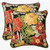 Hawaiian Flowers Outdoor Patio Throw Pillows - 18" - Black and Red - Set of 2 - IMAGE 1