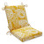 36.5" Butter Yellow and White Paisley Outdoor Patio Chair Cushion - IMAGE 1