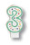 Pack of 6 White and Green Polka Dot Numeral "3" Birthday Party Candles 3" - IMAGE 1