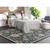 6' x 6' Blue and Beige Floral Pattern Hand-Tufted Square Wool Area Throw Rug - IMAGE 2