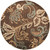 8' Paisley Brown and Blue Shed-Free Round Area Throw Rug - IMAGE 1