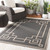 6' x 9' Charcoal Black and Cream White Geometric Border Outdoor Area Throw Rug - IMAGE 2