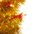 6' Pre-Lit Pencil Tinsel Artificial Christmas Tree - Gold - Clear Lights - Red Wire
