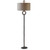 Hammered Cast Iron Rustic Floor Lamp with Beige Drum Shade - 66.25" - IMAGE 1