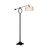 67" White and Bronze Adjustable Floor Lamp with Suspended Round Hardback Shade - IMAGE 1