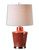 27.75" Brick Red Textured Ceramic Table Lamp with Tapered Beige Linen Fabric Shade - IMAGE 1