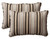 Set of 2 Black and Tan Brown Striped Rectangular Outdoor Corded Throw Pillows 24.5-Inch - IMAGE 1