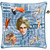 18" Blue and Orange Circus Square Throw Pillow - Down Filler - IMAGE 1