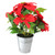 15.5" Red and Green Artificial Poinsettia Christmas Flower Arrangement in Silver Pot - IMAGE 1