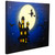 LED Lighted Fiber Optic Witch Flying Over Haunted House Halloween Canvas Wall Art - 12" x 15.75" - IMAGE 3