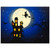 LED Lighted Fiber Optic Witch Flying Over Haunted House Halloween Canvas Wall Art - 12" x 15.75" - IMAGE 2