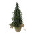14" Green Glitter Weeping Mini Pine Christmas Tree in Burlap Covered Vase - Unlit - IMAGE 1
