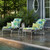Tropical Palm Leaves Outdoor Rounded Edge Chair Cushion - 40" - Blue and Green - IMAGE 2