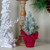 9" Red and White Flocked Mini Pine Christmas Tree in Burlap Base - Unlit - IMAGE 2