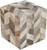 18" Light Gray, Mocha Brown and Ivory Multi Colored Arrows Leather Square Pouf Ottoman - IMAGE 1