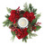 15" Artificial Mixed Pine and Red Hydrangea Decorative Wreath Pillar Candle Holder - IMAGE 2