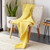 Mustard Yellow Fringed Rectangular Throw Blanket 50" x 60" - IMAGE 2