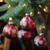 4ct Red and White Floral Christmas Ball Ornaments 3.25" (100mm) - IMAGE 2