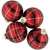 4ct Red, Black and Gold Plaid Glass Ball Christmas Ornaments 3.25" - IMAGE 1