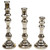 13" Set of 3 LED Lighted Golden Sparkles Taper Candle Holders - Silver