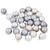 2-Finish Christmas Mini Glass Ball Ornaments - 1" (25mm) - Silver and Gray- 28ct