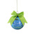 2.75" Matte Blue "Ford-1912" Logo With Green Ribbon Glass Ball Christmas Ornament - IMAGE 1