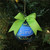 2.75" Matte Blue "Ford-1912" Logo With Green Ribbon Glass Ball Christmas Ornament - IMAGE 2