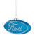 5" Glittered Blue and White Ford Logo Glass Christmas Ornament - IMAGE 3