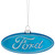 5" Glittered Blue and White Ford Logo Glass Christmas Ornament - IMAGE 1
