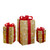 Set of 3 Lighted Tall Gold Gift Boxes with Red Bows Christmas Outdoor Decorations 18" - IMAGE 1